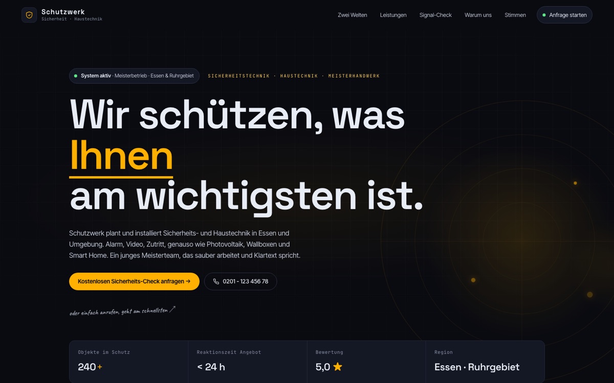 Schutzwerk Demo-Website Vorschau