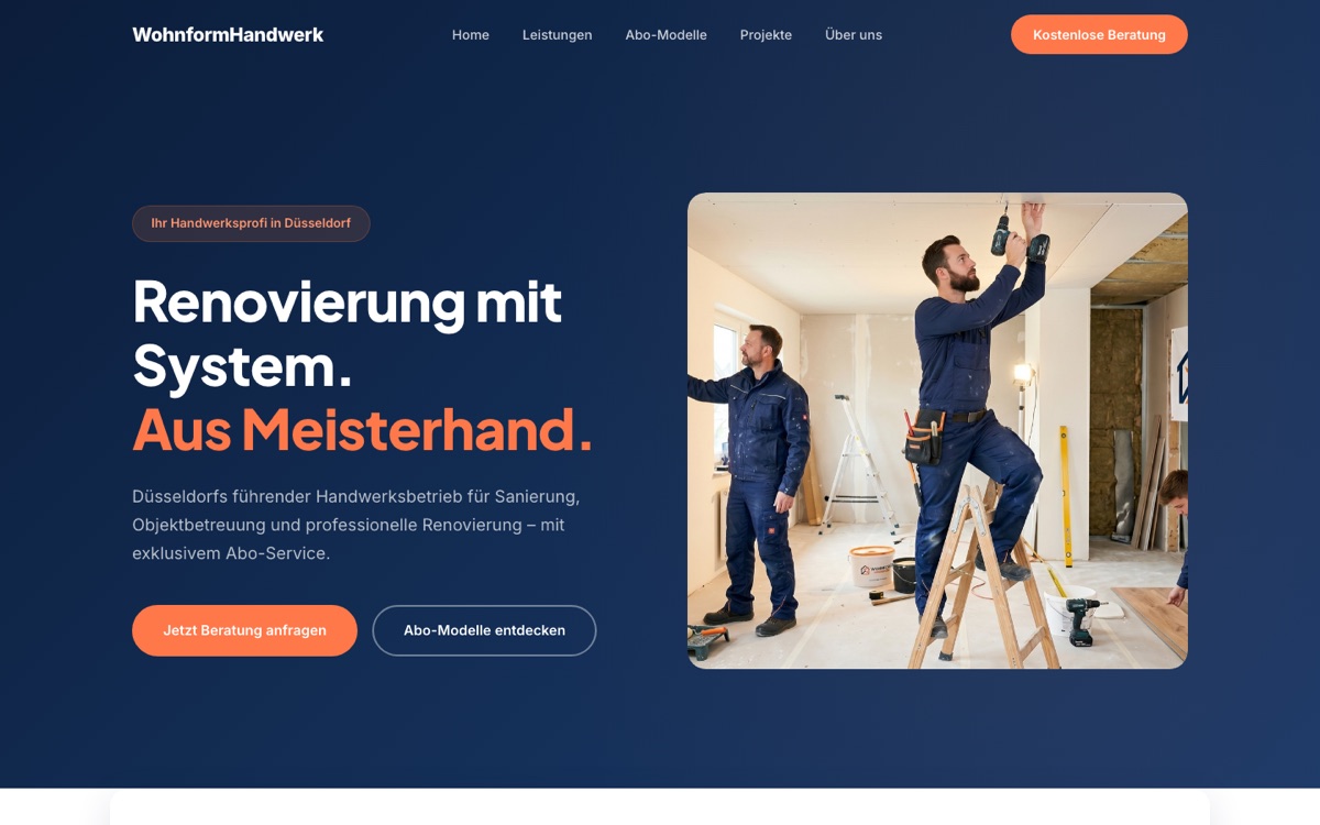 WohnformHandwerk Demo-Website Vorschau